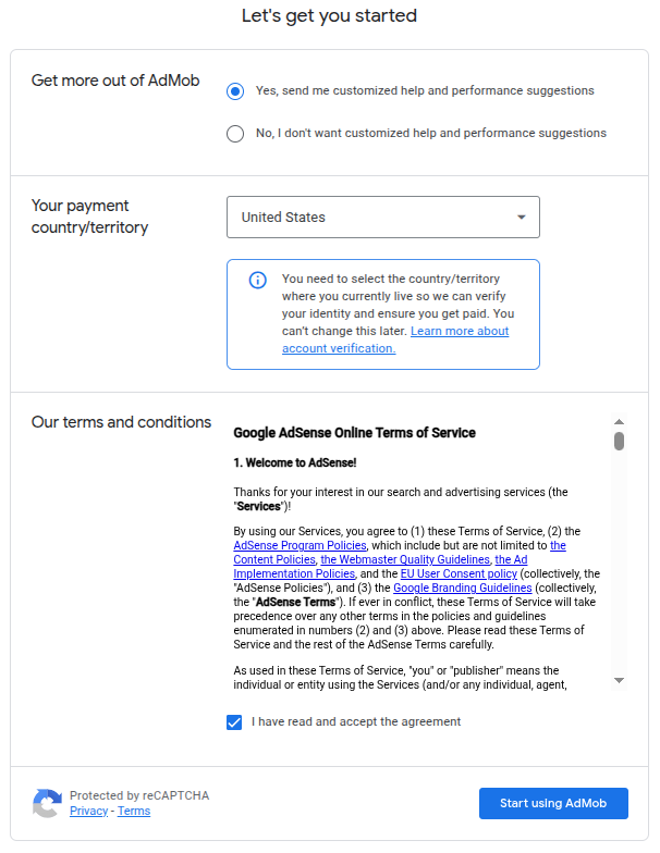 AdMob Dashboard Screenshot
